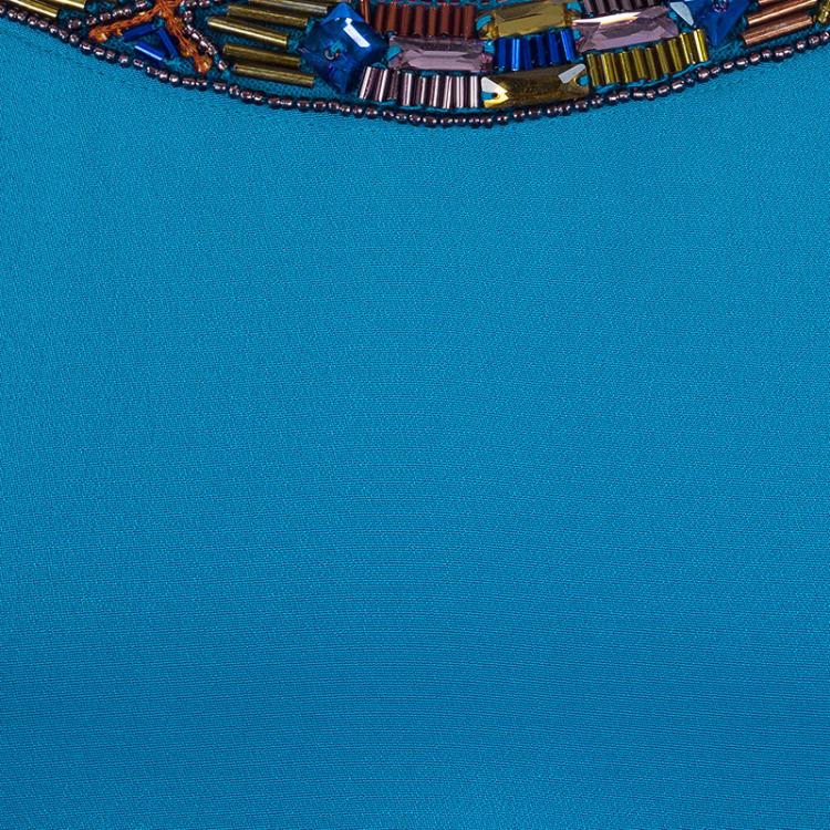 Pre Owned Emilio Pucci Blue Embellished Kaftan Dress OS
