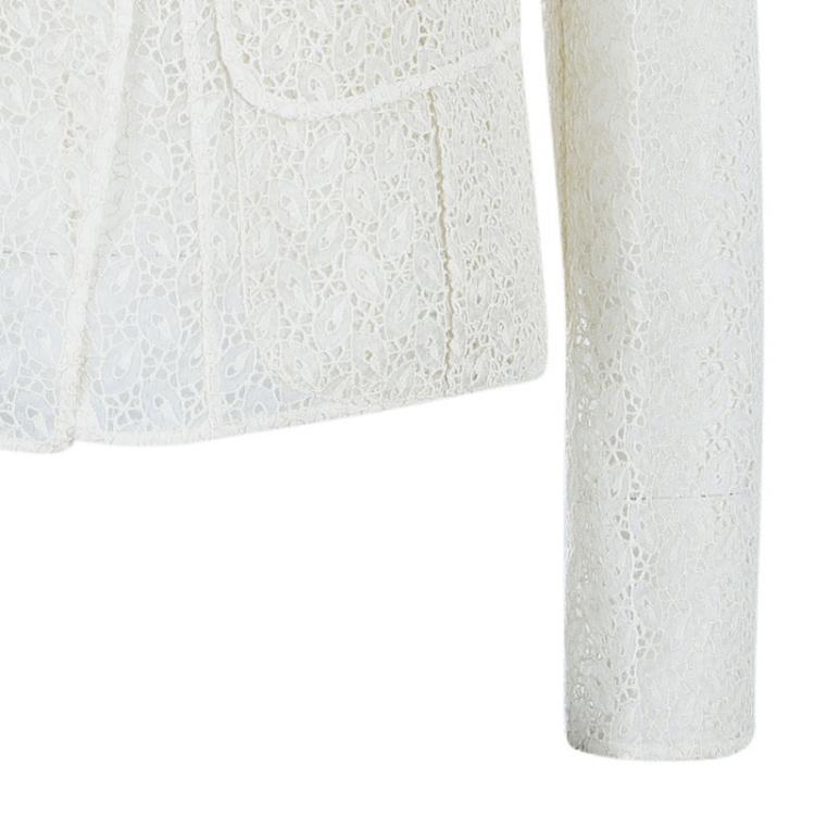 Pre Owned Emilio Pucci White Eyelet Jacket M
