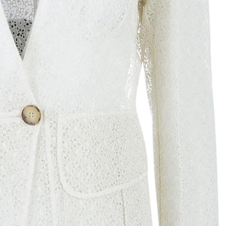 Pre Owned Emilio Pucci White Eyelet Jacket M