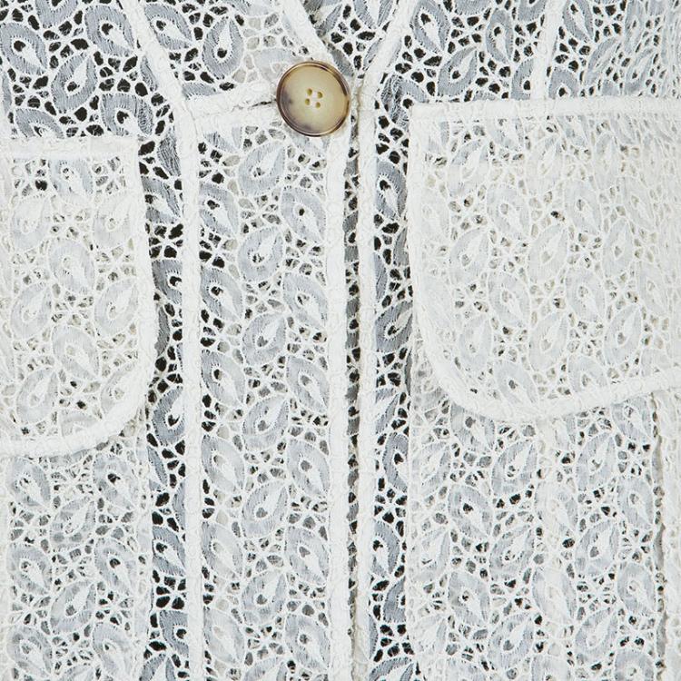 Pre Owned Emilio Pucci White Eyelet Jacket M