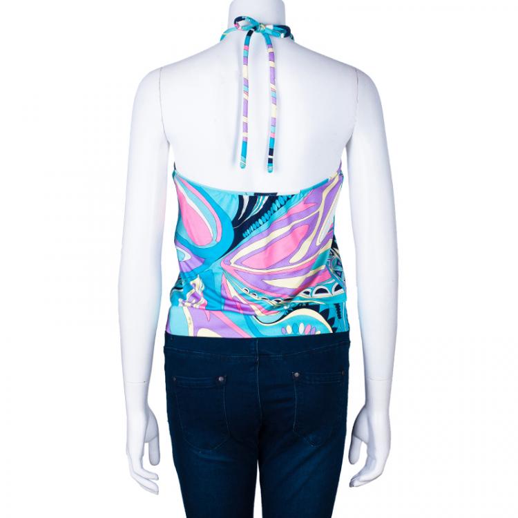 Pre Owned Emilio Pucci Mutlicolor Halterneck Top S