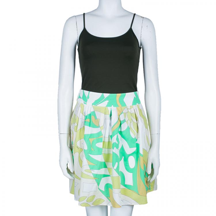 Pre Owned Emilio Pucci Multicolor Printed Flared Skirt S