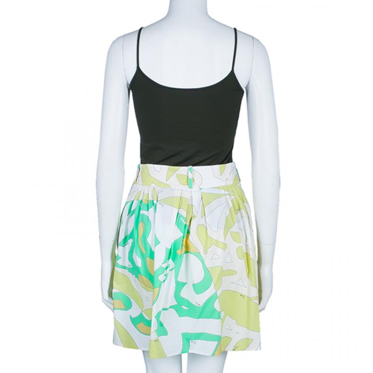 Pre Owned Emilio Pucci Multicolor Printed Flared Skirt S