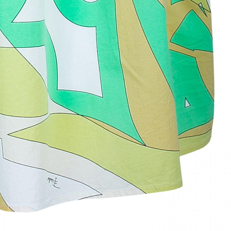 Pre Owned Emilio Pucci Multicolor Printed Flared Skirt S