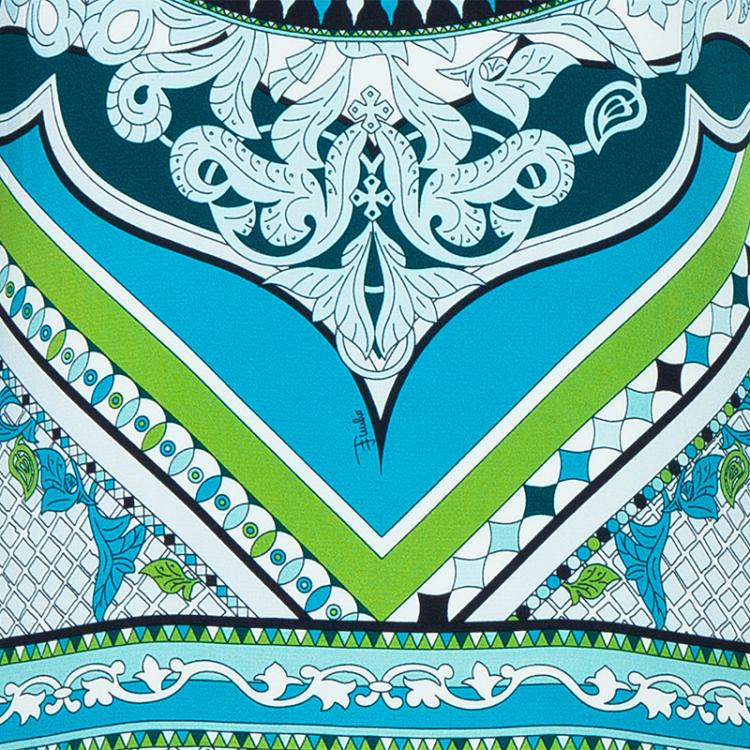 Pre Owned Emilio Pucci Multicolor Printed Long Sleeve Shift Dress S