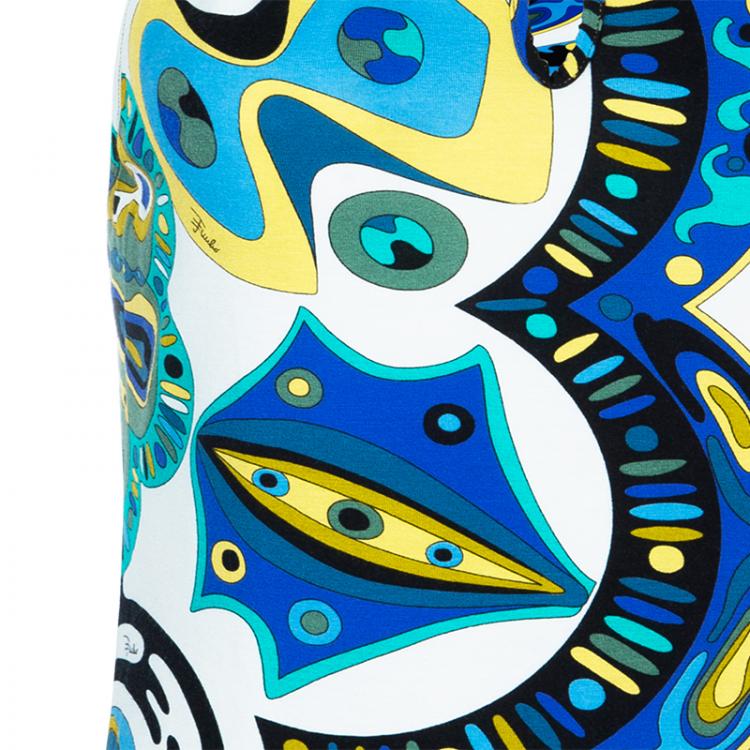 Pre Owned Emilio Pucci Blue Multicolor Print Top M