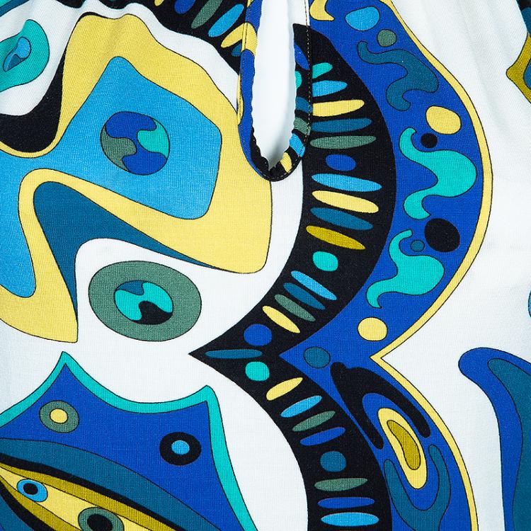 Pre Owned Emilio Pucci Blue Multicolor Print Top M