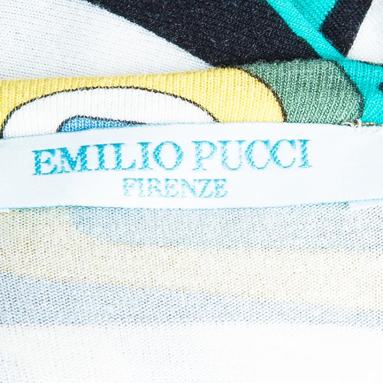 Pre Owned Emilio Pucci Blue Multicolor Print Top M