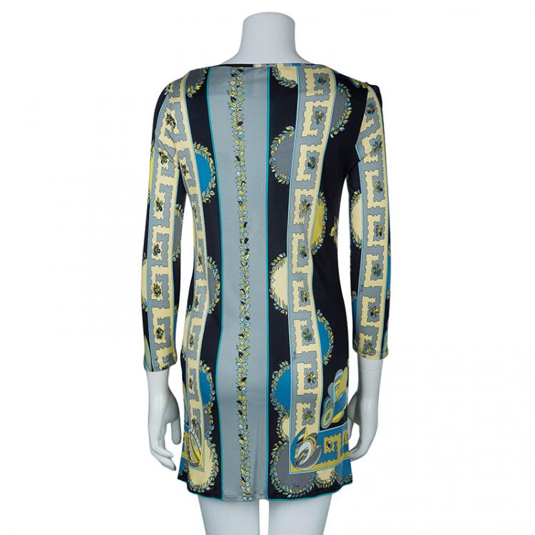 Pre Owned Emilio Pucci Printed Stretch Jersey Dress M