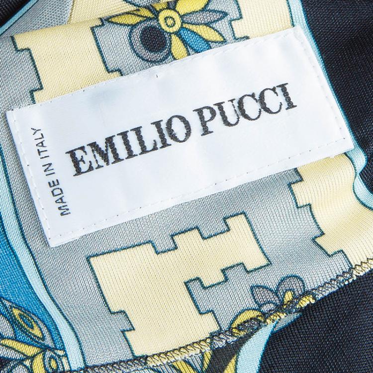 Pre Owned Emilio Pucci Printed Stretch Jersey Dress M