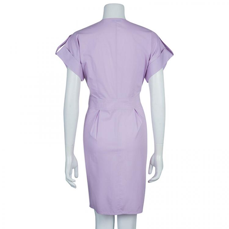 Pre Owned Emilio Pucci Lilac Cotton Wrap Dress M