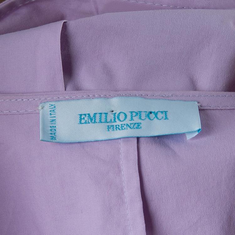 Pre Owned Emilio Pucci Lilac Cotton Wrap Dress M