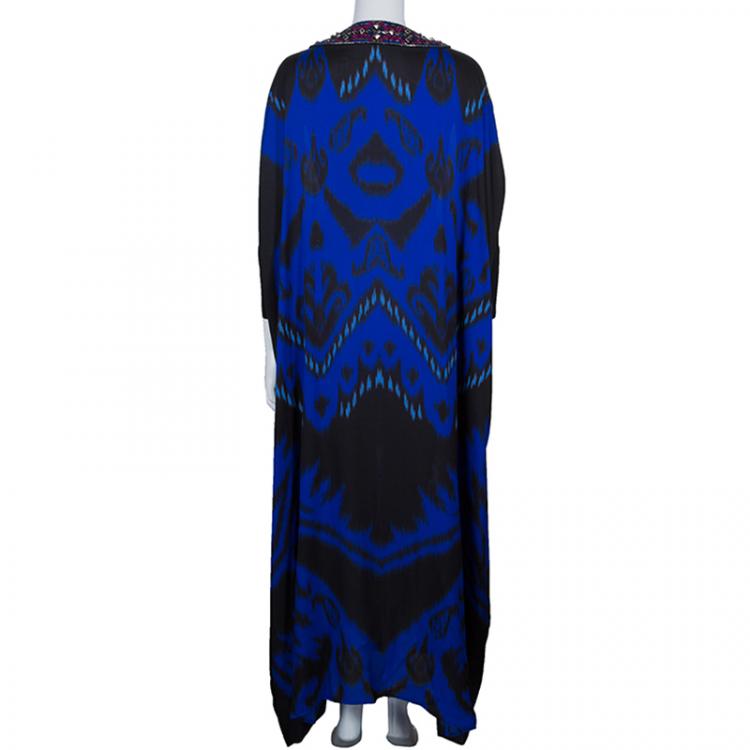 Pre Owned Emilio Pucci Multi-Print Embellished Kaftan S
