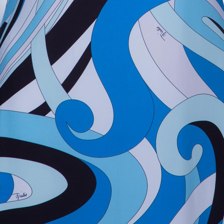 مملوكة مسبقًا Emilio Pucci Blue Printed Silk Jersey Dress S