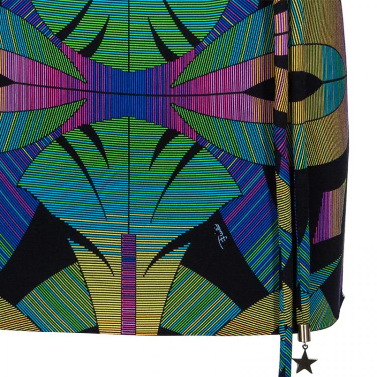 Pre Owned Emilio Pucci Multicolor Belted Print Top S