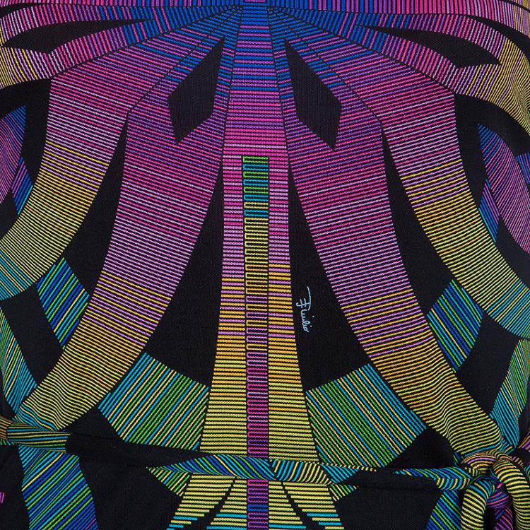 Pre Owned Emilio Pucci Multicolor Belted Print Top S