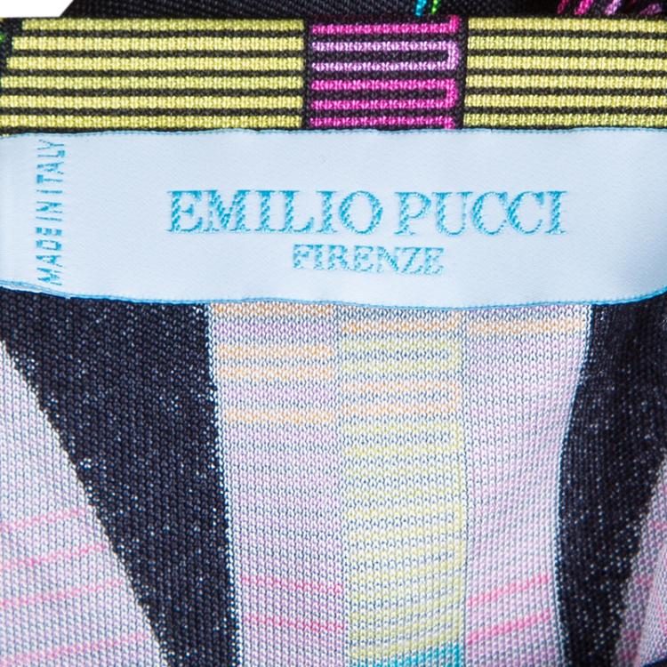 Pre Owned Emilio Pucci Multicolor Belted Print Top S