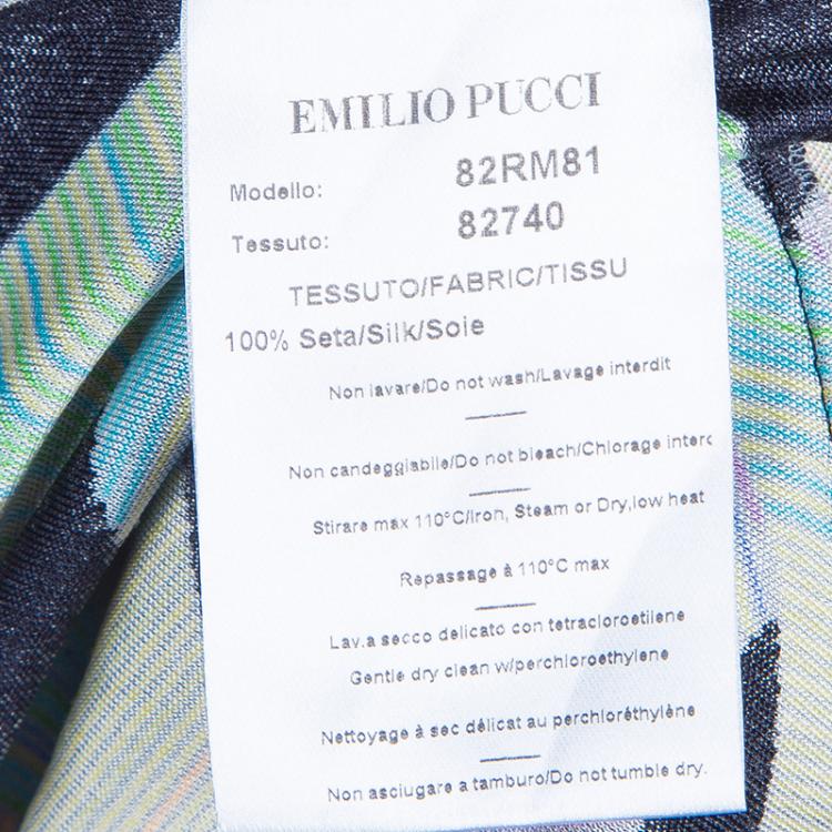 Pre Owned Emilio Pucci Multicolor Belted Print Top S
