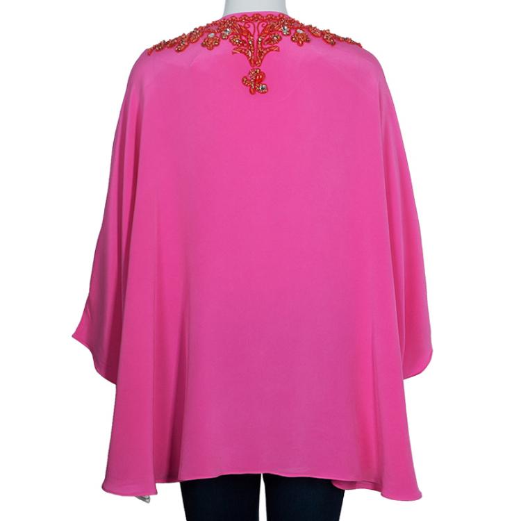 Pre Owned Emilio Pucci Pink Embellished Kaftan Top OS