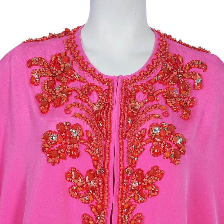 Pre Owned Emilio Pucci Pink Embellished Kaftan Top OS