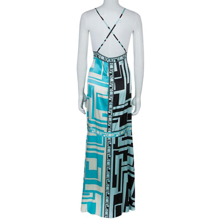 Pre Owned Emilio Pucci Multicolor Silk Maxi Dress M