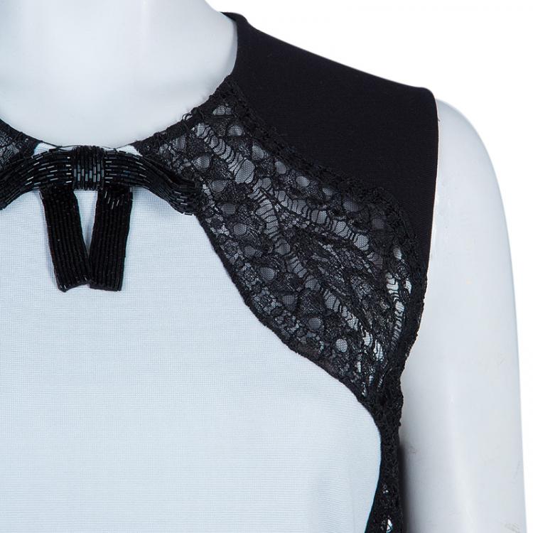 Pre Owned Emilio Pucci White and Black Lace Dress M