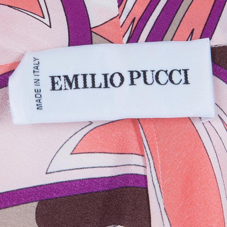 Pre Owned Emilio Pucci Multicolor Print Long Sleeve Dress S