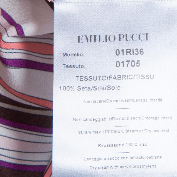 Pre Owned Emilio Pucci Multicolor Print Long Sleeve Dress S