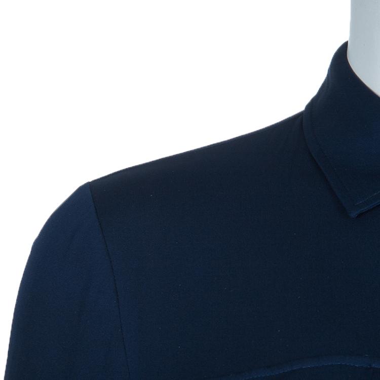 Pre Owned Emilio Pucci Blue Button Down Long Sleeve Silk Shirt S