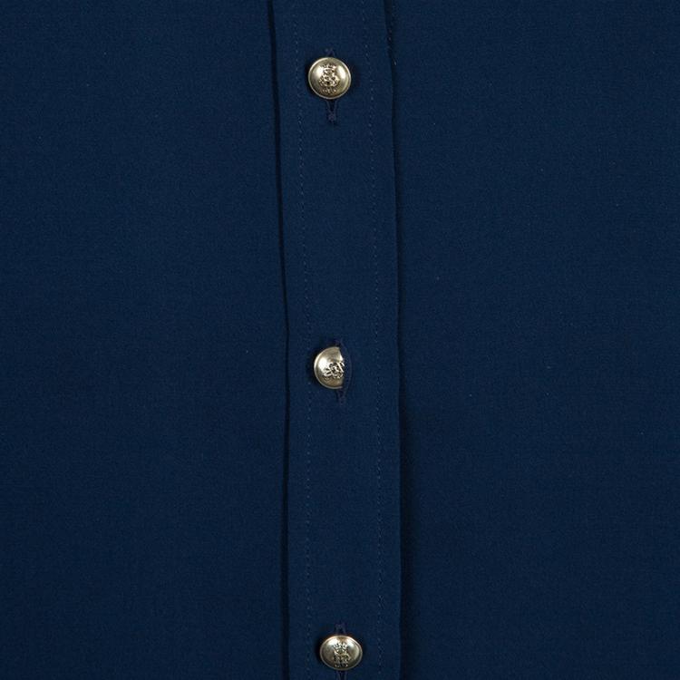 Pre Owned Emilio Pucci Blue Button Down Long Sleeve Silk Shirt S