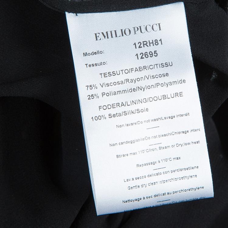 Pre Owned Emilio Pucci Black Lace Mirrorwork Tie-Up Detail Sleeveless Dress S