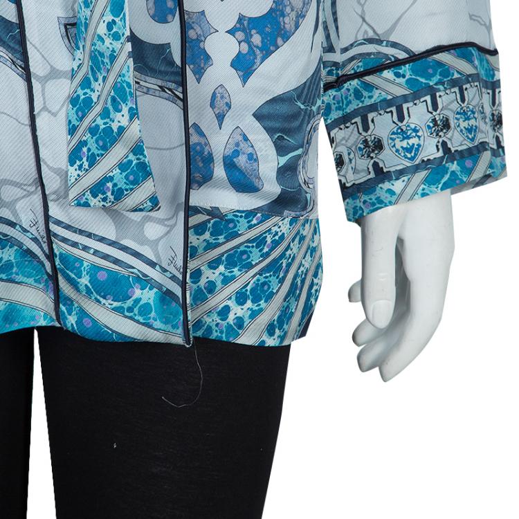 Pre Owned Emilio Pucci Mutlicolor Print Long Sleeve Top S