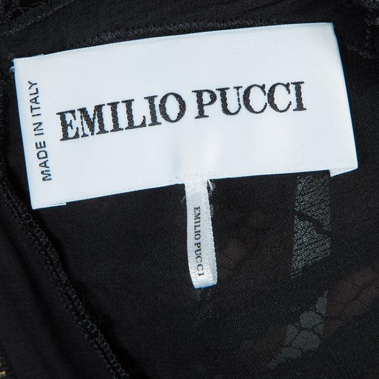 Pre Owned Emilio Pucci Black Lace Sleeveless Peplum Top S