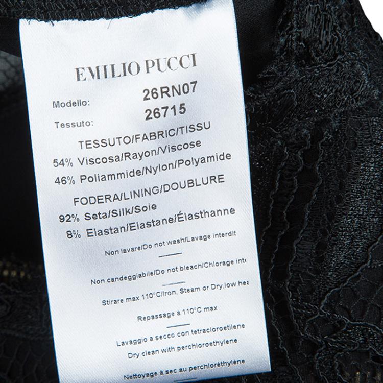 Pre Owned Emilio Pucci Black Lace Sleeveless Peplum Top S