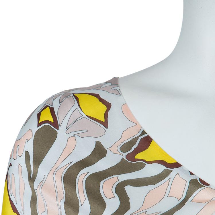 Pre Owned Emilio Pucci Multicolor Print Batwing Sleeve Knit Top S