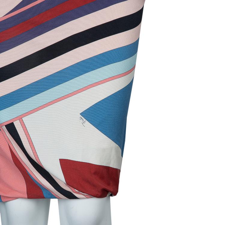 Pre Owned Emilio Pucci Multicolor Print Long Sleeve Dress M