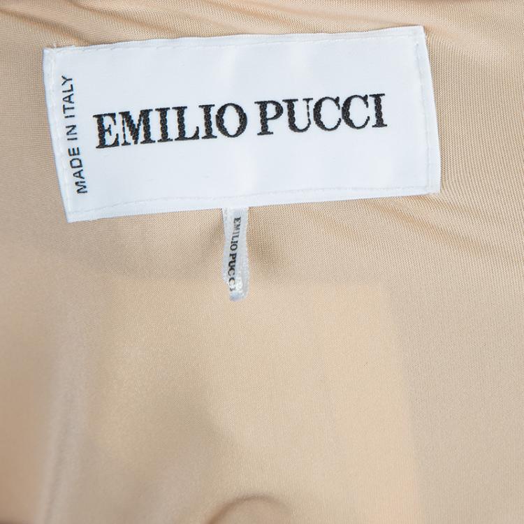 Pre Owned Emilio Pucci Multicolor Print Long Sleeve Dress M