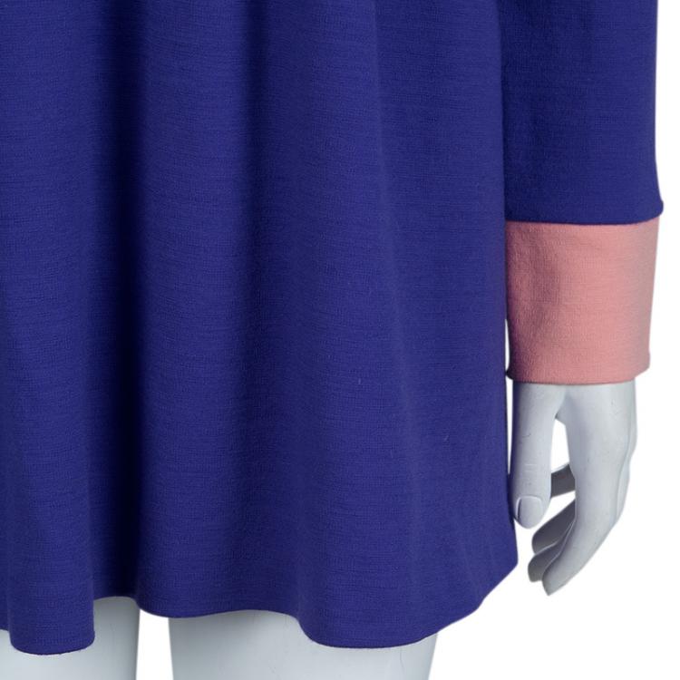 Pre Owned Emilio Pucci Multicolor Knit Colorblock Wool Dress M