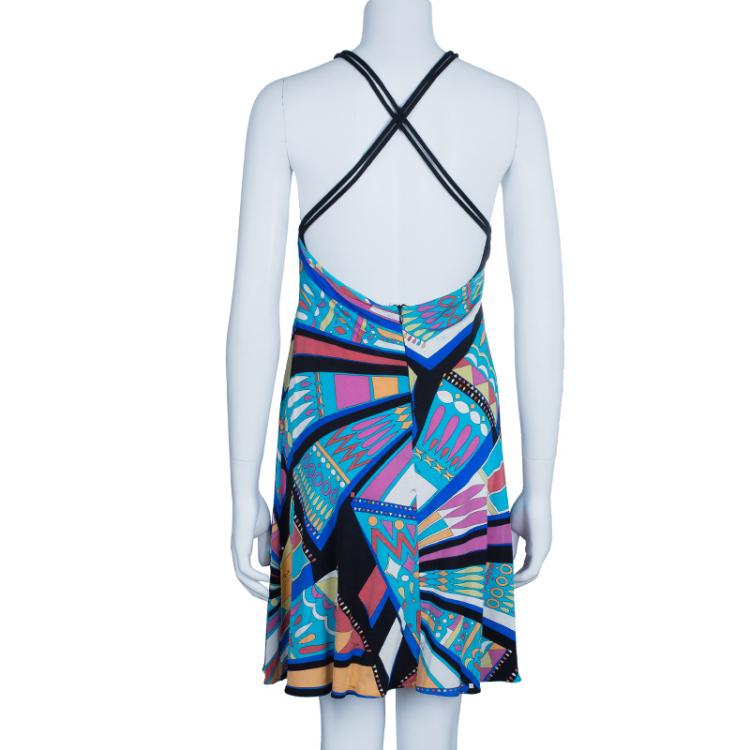 Pre Owned Emilio Pucci Patterned Jersey Shift Dress M