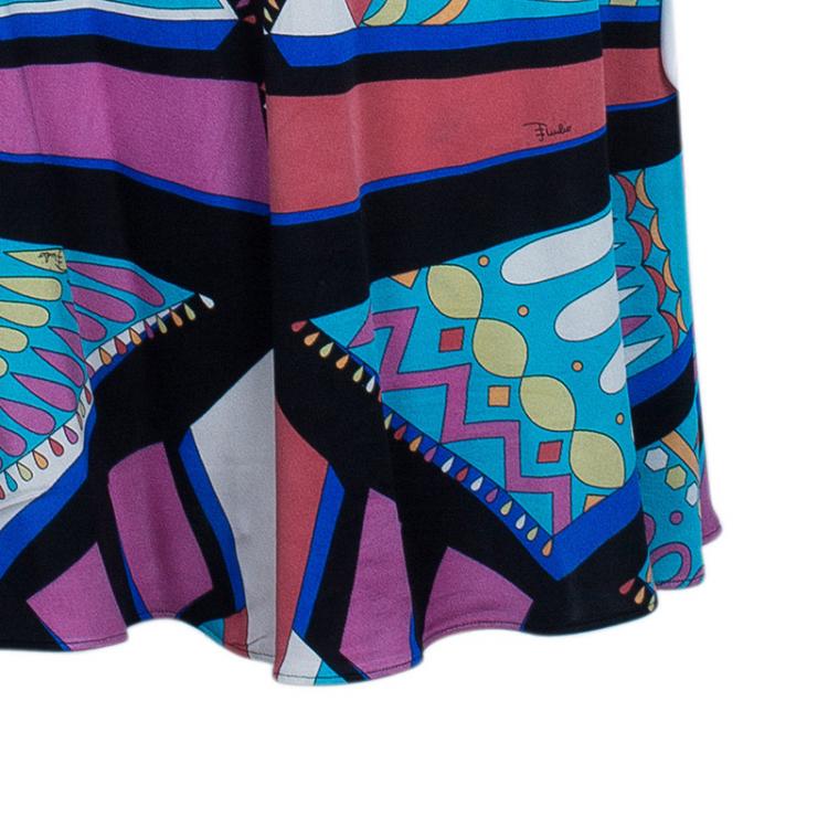 Pre Owned Emilio Pucci Patterned Jersey Shift Dress M