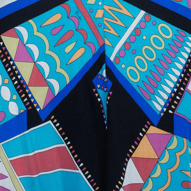 Pre Owned Emilio Pucci Patterned Jersey Shift Dress M