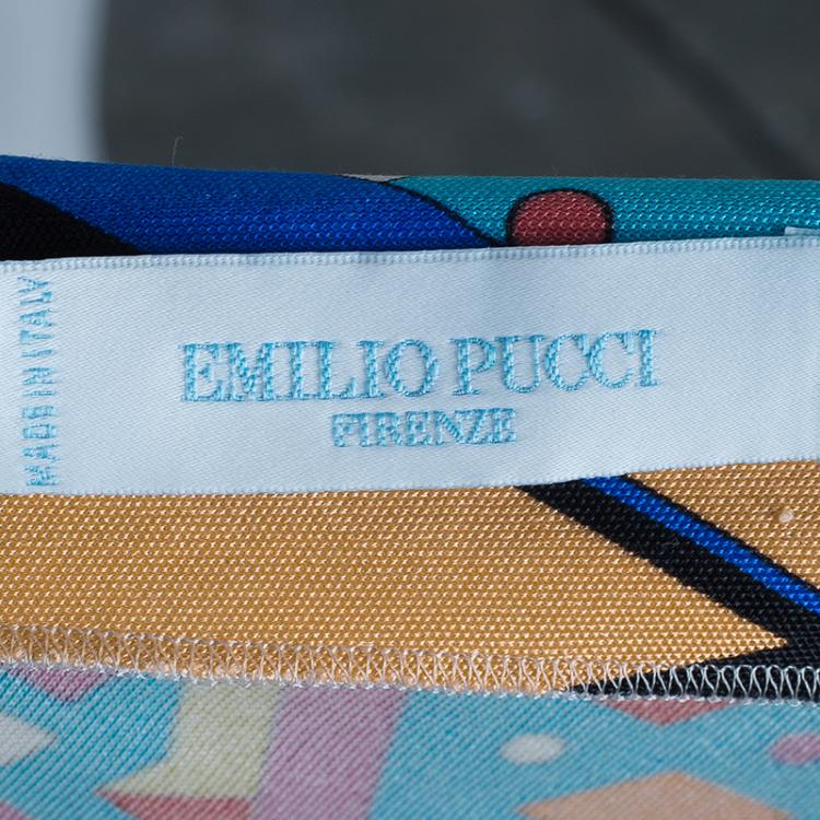 Pre Owned Emilio Pucci Patterned Jersey Shift Dress M