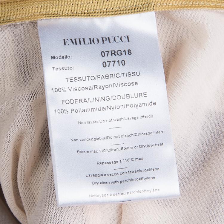 Pre Owned Emilio Pucci Animal Print  Ruched Long Sleeve Jersey Dress M