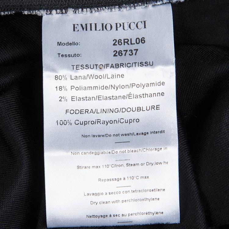 Pre Owned Emilio Pucci Multicolor Printed Knit Long Sleeve Ruched Dress M