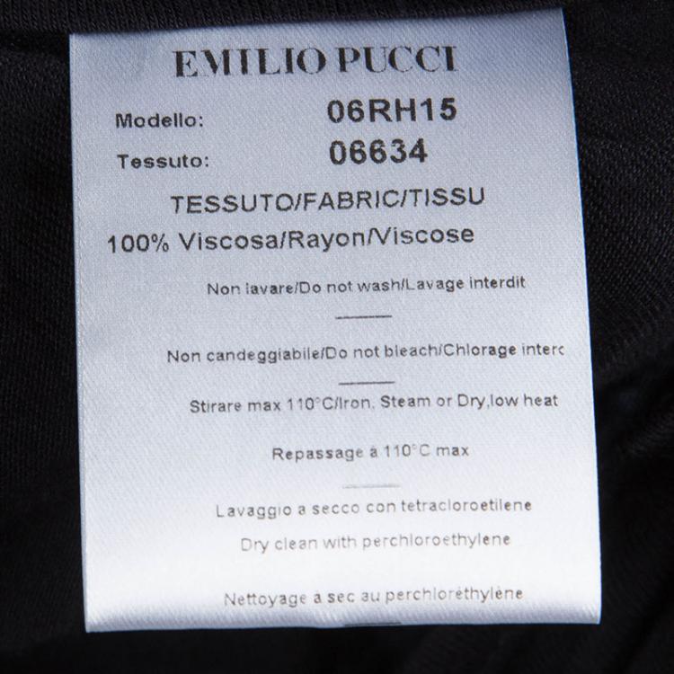 Pre Owned Emilio Pucci Black Knit Ruched Zip Front Dress M