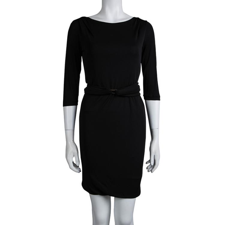 مملوكة مسبقًا Emilio Pucci Black Jersey Belted Dress S