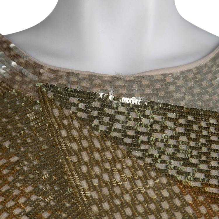 مملوكة مسبقًا Emilio Pucci Gold Sequin Embellished Sleeveless Dress S