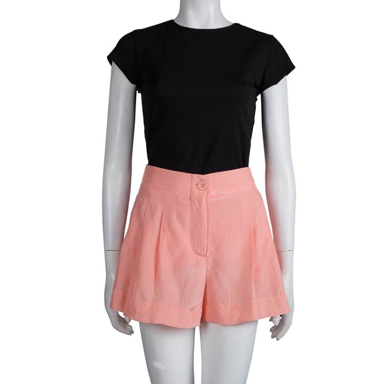 Pre Owned Emilio Pucci Pink Silk Pleated Shorts S