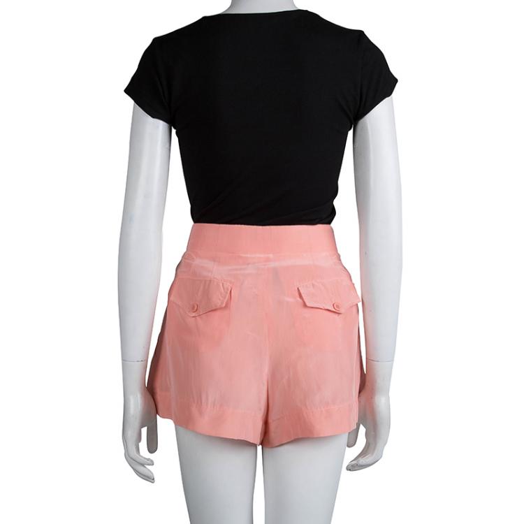 Pre Owned Emilio Pucci Pink Silk Pleated Shorts S