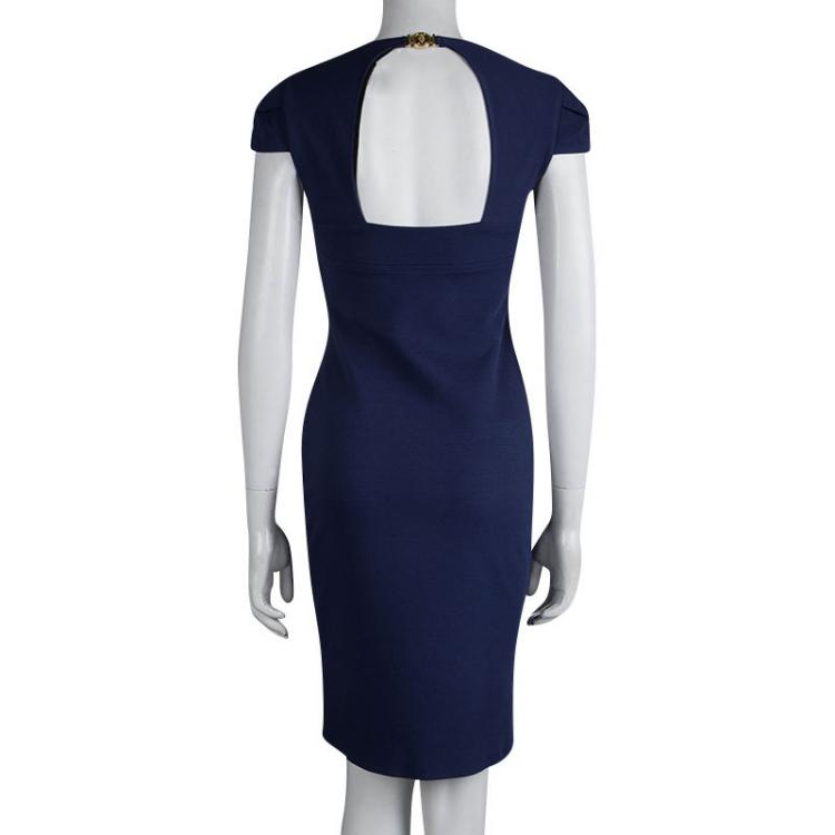 Pre Owned Emilio Pucci Navy Blue Cap Sleeve Fitted Dress S